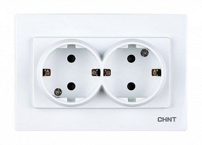 Фотография товара 'CHINT 2-местная розетка с заземляющим контактом 16А 250В модульная NEW3 (CHINT) 715396'