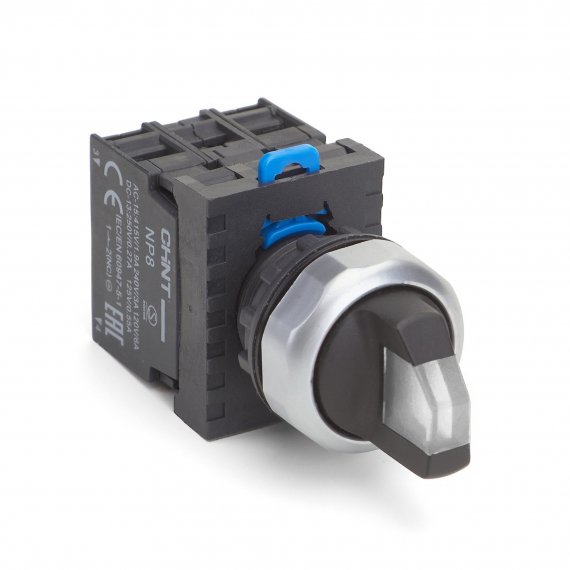 Фотография товара 'CHINT 667683 Переключатель подсвет. NP8-02XD/221, 2 полож. самовозв., белый, AC110-230В(LED), 2НЗ, IP65 (R)'