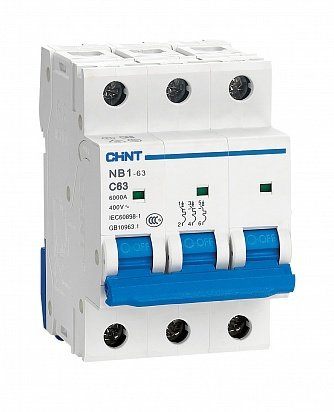 Фотография товара 'CHINT Авт. выкл. NB1-63 3P 10A 6кА х-ка D (R)(CHINT) 179712'