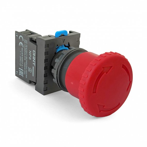 Фотография товара 'CHINT 667212 Кнопка упр. "Грибок" ?40мм NP8-10ZS/14 фикс., красн., 1НО, IP65 (R)'