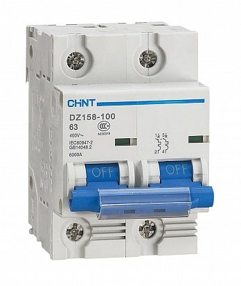 Фотография товара 'CHINT Авт. выкл. DZ158-125H 2P 80A 10kA х-ка (8-12In) (R)(CHINT) 158092'