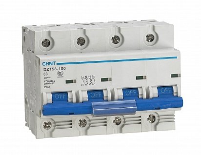Фотография товара 'CHINT Авт. выкл. DZ158-125H 4P 100A 10kA х-ка (8-12In) (R)(CHINT) 158096'