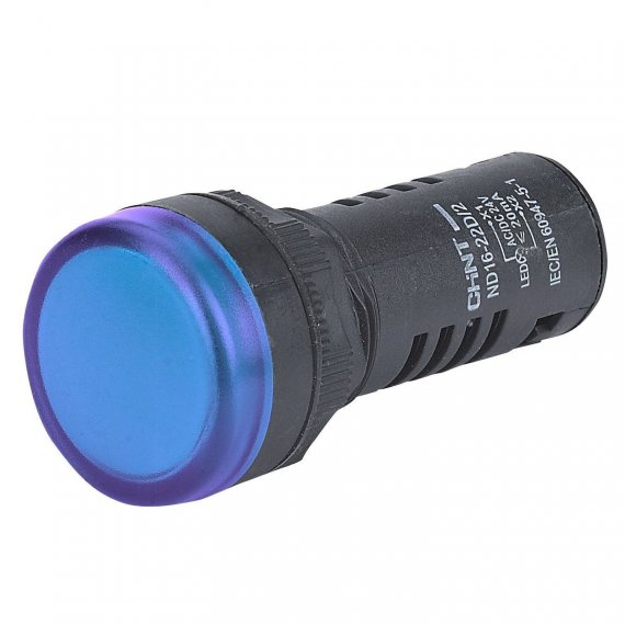 Фотография товара 'CHINT 593942 Индикатор ND16-22D/2C синий, встр. резистор, IP65 AC/DC12В (R)'