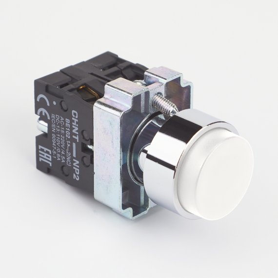 Фотография товара 'CHINT 576042 Кнопка управления NP2-BL15 без подсветки, белая, 1НО+1НЗ, IP40 (R)'