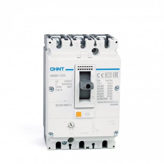 Фотография товара 'CHINT 271531 Авт. выкл. NM8N-125C TM 3P 16А 36кА с рег. термомаг. расцепителем (R)'