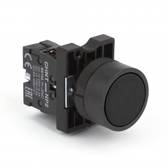 Фотография товара 'CHINT 574624Кнопка управления NP2-EA22 без подсветки черная 1НЗ, IP40 (R)'
