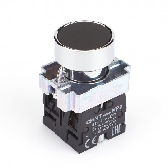Фотография товара 'CHINT 573962 Кнопка управления NP2-BA25 без подсветки черная, 1НО+1НЗ, IP40 (R)'