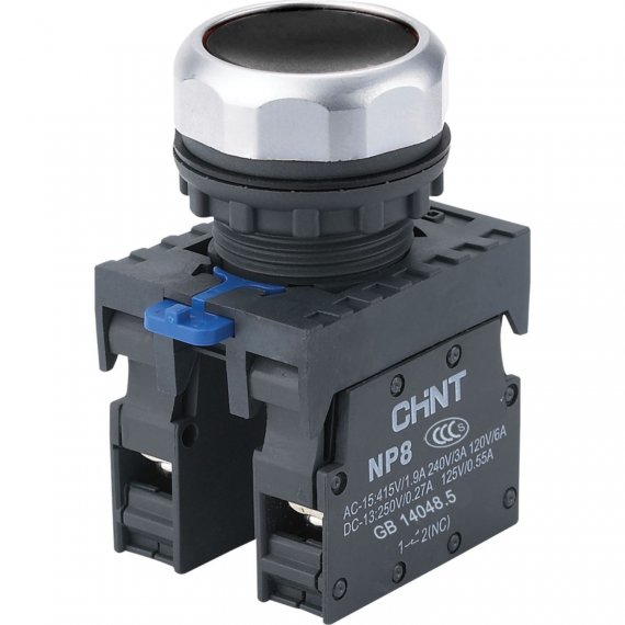 Фотография товара 'CHINT 368571 Кнопка упр. NP8-30BN/2 без подсветки, самовозв., черная, 3НО, IP65 (R)'