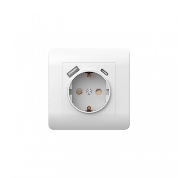 Фотография товара 'CHINT 431552 (NEW3-E) Розетка с/з со шторками, 16А+ USB двойная A+С, 5В/2,1А'